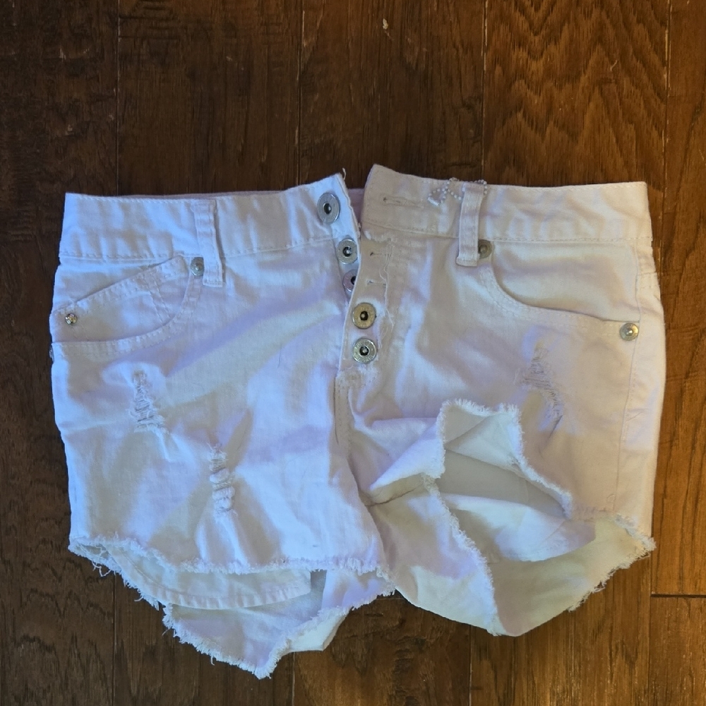 Rue21 White Distressed Jean Shorts